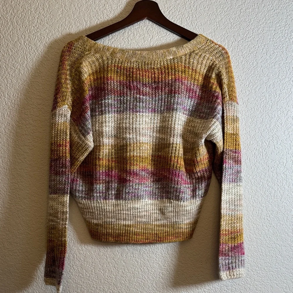 Lucky Brand Multicolor Rainbow Stripe Cropped Cardigan Sweater XS - Picture 6 of 8